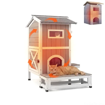 PetsCosset Outdoor Cat House with Balcony